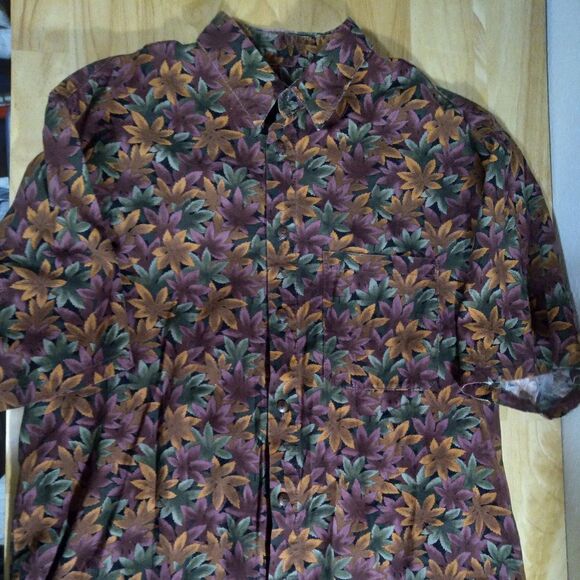 Vintage Japanese Maple Leaves Pattern Hawaiian Shirt - Picture 2 of 6